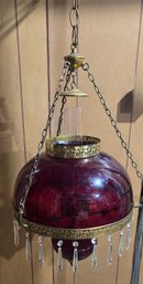 Vintage Red Ruby Parlor/Library Chandelier