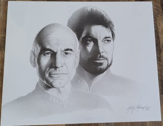 GARY SADERUP ART PRINT STAR TREK LITHO PICARD RIKER SIGNED 1992