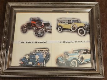 Framed Picture Of Different Old Cars