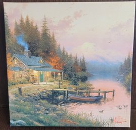 Thomas Kinkade End Of A Perfect Day Wrapped Canvas 14''x14''