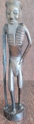 VTG AFRICAN STATUE FOLK ART Ebony Wood Hand Carved Skinny Tribal Man 13