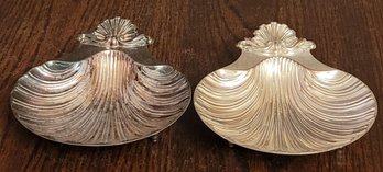 2 Silver Plated Sheffield Design Shell Footed Catch-all Dishes