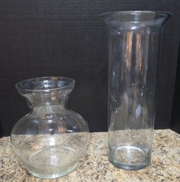 Pair Of Clear Glass Vases