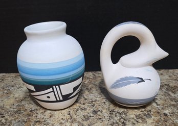 Pair Of Native American Signed Pottery  Lot #2