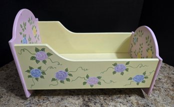 Hand Painted Wood Doll Bed