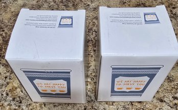 Pair Of  'We Are Happy To Serve You' Cups