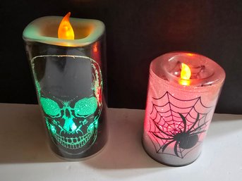 Flameless Halloween-themed LED Pillar Candles.