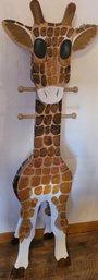 Large Wooden Giraffe Cloths Hanger