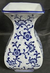 Blue & White Floral Porcelain Vase