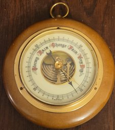 Wooden Round Barometer