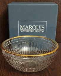 Marquis By Waterford Serving Bowl Petal/rib Design Gold Tone Top Band