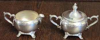 Silver Plated Creamer And Sugar Bowl