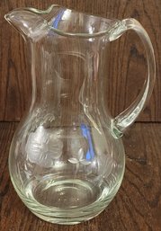 Floral Etched Crystal Pitcher