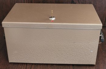 Vintage Brown Metal Lock Box Security Fire Safe