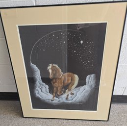 Original Colored Picture Framed Art Titled 'Celestial Horse'