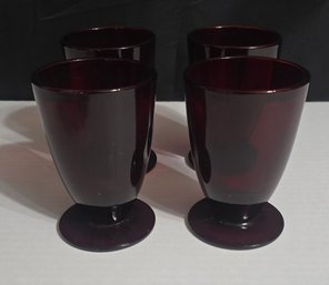 Anchor Hocking Royal Ruby Red Footed Glasses