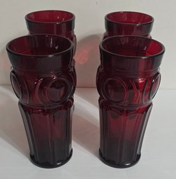 1960's Red Ruby Glass Iced Tea Tumblers
