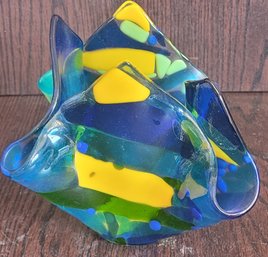Blown Glass Hanker-chief Bowl/candle Holder