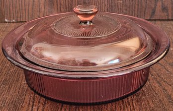 Vtg Corning Ware Vision Casserole Dish Cranberry