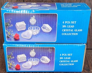 4 Piece Set Crystal Glass Trinket Boxes