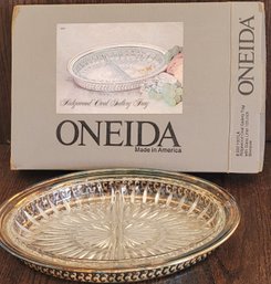 Vintage Oneida Ridgewood Oval Gallery Tray (silverplated)