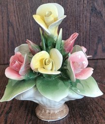 Vintage Capodimonte Pink And Yellow Roses