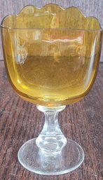 Yellow Colored Depression Like Glass Vase