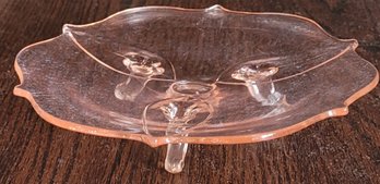 Vintage Pink Depression Glass 3 Footed Dish