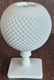 Vtg Footed Ball Vase Milk Glass Westmoreland Ivy English Hobnail Pedestal