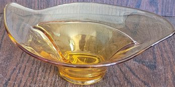 Vintage Viking Amber Divided 2 Sided Dip Relish Glass Bowl