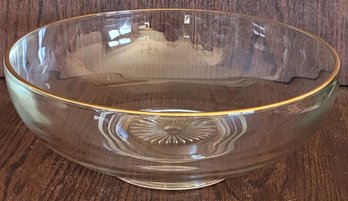Gold Tone Rim Glass Bowl
