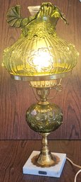 Fenton Vintage Green Cabbage Rose Lamp