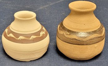 2 Clay Decor Vases