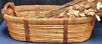 Large Wooden Basket With Decor