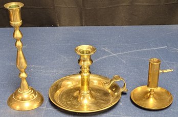 3 Different Brass Candle Holders