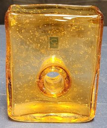 Chive Ca Yellow Modern Square Bubble Glass Art Vase With Label