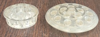 2 Vintage Glass Flower Frog Stem Holder