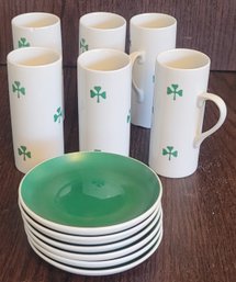 Vintage Schmid Porcelain Shamrock Cafe Au Lait Tackett Cups & Saucers