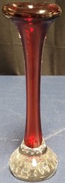 Red Glass Flute Vase