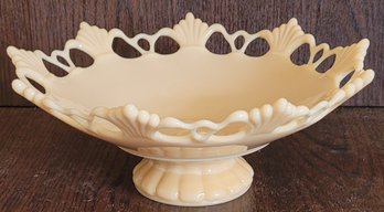Vintage Westmoreland Milk Glass Tan/peach Pedestal Fruit Bowl