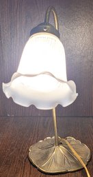 Vintage Brass Lily Pad Goose Neck Desk Lamp