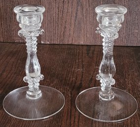 Cambridge Glass Crystal Single Candlesticks