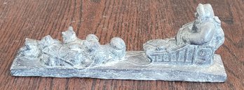 Wolf Original Sculpture Hand Made Soapstone Inuit Eskimo Dogs & Sled