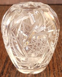 Vintage Art Glass Vase With Beautiful Details Lead Crystal Heavy Glass