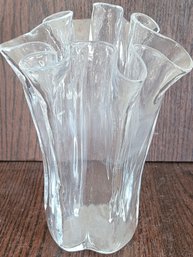 Clear Glass Ruffle Vase