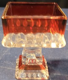 Appears To Be Vintage Westmoreland Cranberry Glass Square Pedestal Candy Dish