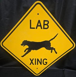 Metal  'Lab Xing' (Labrador Crossing) Caution Sign