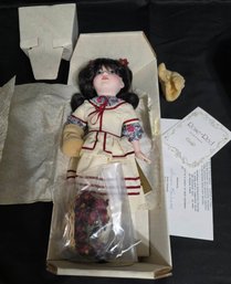FRANKLIN HEIRLOOM DOLL 1984 BEAUTIFUL PORCELAIN ROSE RED