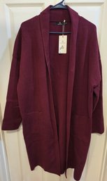 Lillusory Women's Open-front Cardigan Sweater In A Solid Maroon Color, Size XL - Unused