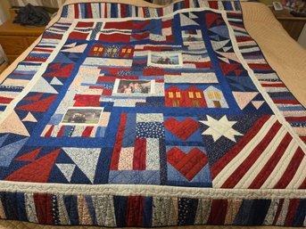 Handmade Quilt With Family Pics Stitched In